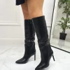 Primi Tacchi Pridy - Stivale Alto Donna Scarpa Punta Tacco Spillo Nero Outlet
