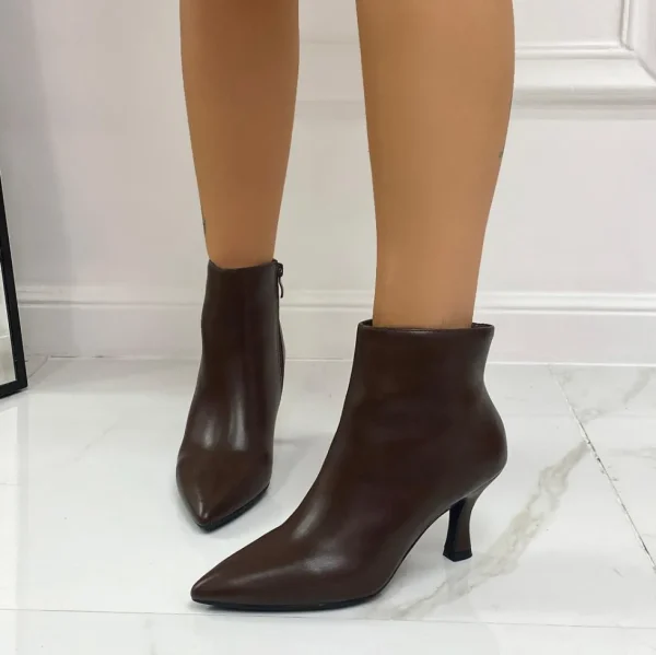 Primi Tacchi Rachele - Stivaletti Donna Tacco Basso Punta Marrone Hot