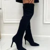 Primi Tacchi Raylee - Stivale Alto Tacco Elasticizzato Regolabile Elegante Nero New
