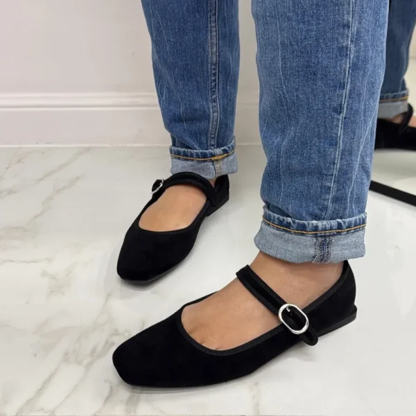 Primi Tacchi Rebecca - Scarpe Donna Ballerine Cinturino Comode Nero Hot