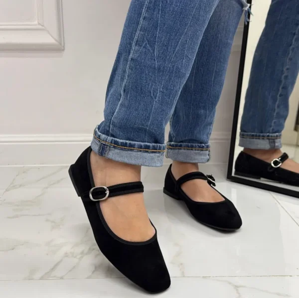 Primi Tacchi Rebecca - Scarpe Donna Ballerine Cinturino Comode Nero Hot