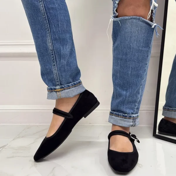 Primi Tacchi Rebecca - Scarpe Donna Ballerine Cinturino Comode Nero Hot