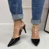 Primi Tacchi Rosalia - Décolleté Donna Cinturino Tacco Spillo Basso Borchie Elegant Best