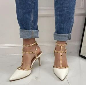Primi Tacchi Rosalia - Décolleté Donna Cinturino Tacco Spillo Basso Borchie Elegant Sale