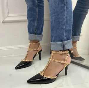 Primi Tacchi Rosalia - Décolleté Donna Cinturino Tacco Spillo Basso Borchie Elegant Best