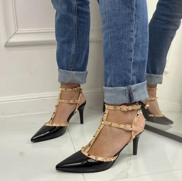 Primi Tacchi Rosalia - Décolleté Donna Cinturino Tacco Spillo Basso Borchie Elegant Best