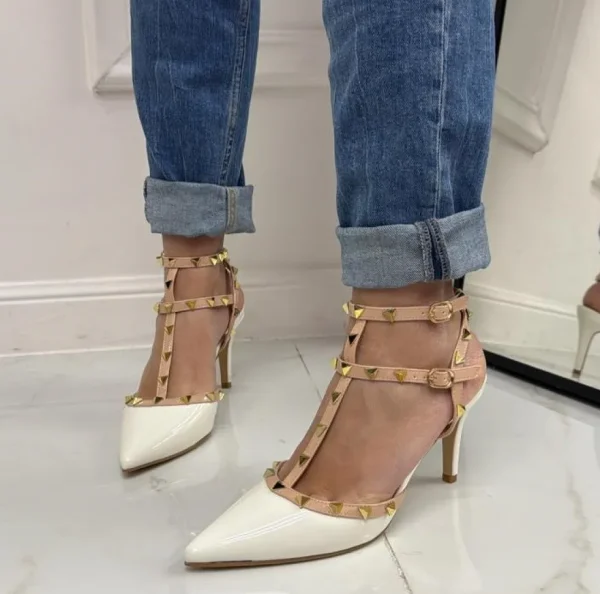 Primi Tacchi Rosalia - Décolleté Donna Cinturino Tacco Spillo Basso Borchie Elegant Sale