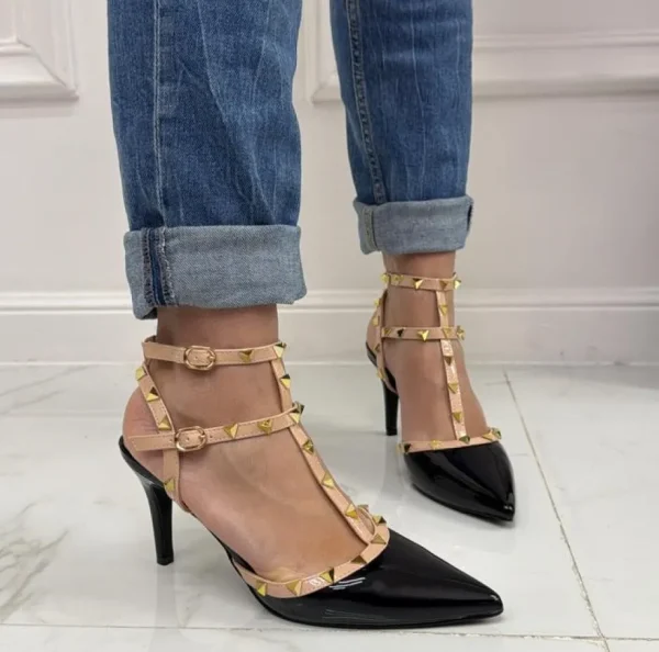 Primi Tacchi Rosalia - Décolleté Donna Cinturino Tacco Spillo Basso Borchie Elegant Best