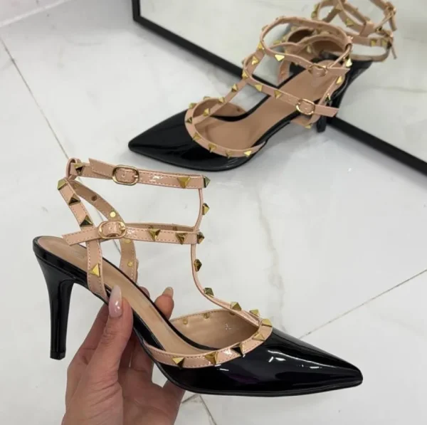 Primi Tacchi Rosalia - Décolleté Donna Cinturino Tacco Spillo Basso Borchie Elegant Best