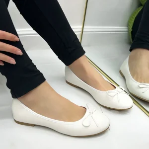 Primi Tacchi Samira - Scarpe Donna Ballerina Fiocco Comode Bianco Clearance