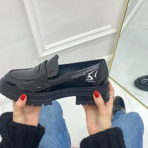 Primi Tacchi Selena - Mocassino Donna Scarpa Casual Vernice Nero Fashion