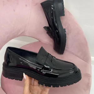Primi Tacchi Selena - Mocassino Donna Scarpa Casual Vernice Nero Fashion