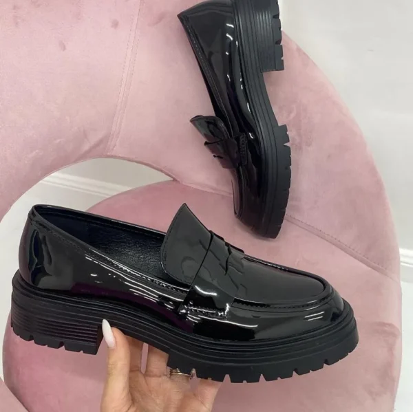 Primi Tacchi Selena - Mocassino Donna Scarpa Casual Vernice Nero Fashion