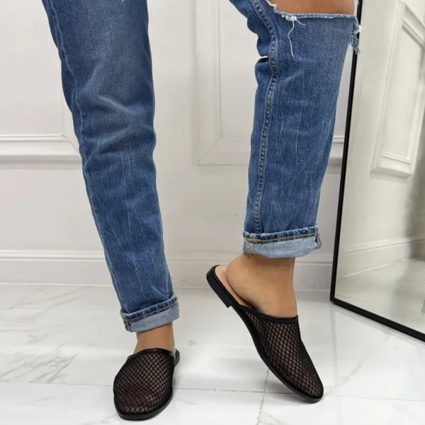 Primi Tacchi Shanti - Sabot Pantofolina Donna Punta Tallone Scoperto Nero Sale