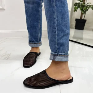 Primi Tacchi Shanti - Sabot Pantofolina Donna Punta Tallone Scoperto Nero Sale