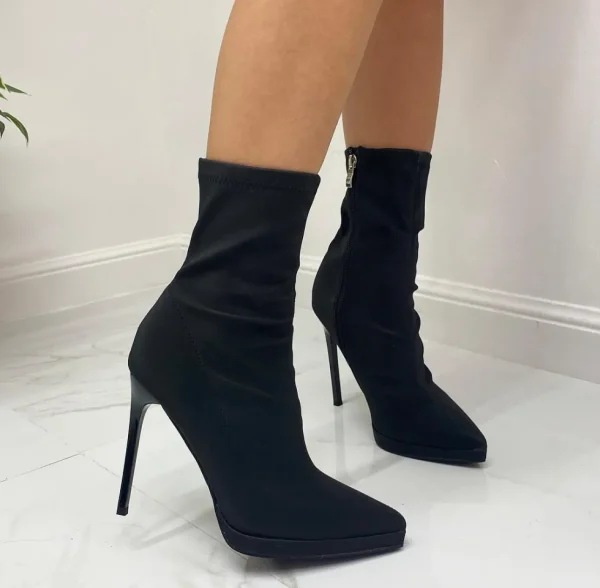Primi Tacchi Sharon - Stivaletto Donna Punta Tacco Casual Elegante NERO Online