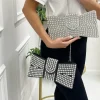 Primi Tacchi Shines - Borsa Donna Manico Cerniera Strass Elegante Nero Argento Blu Sale