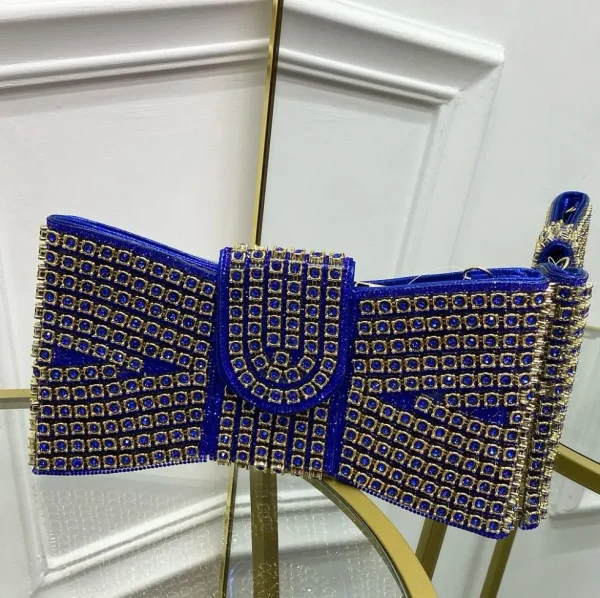 Primi Tacchi Shines - Borsa Donna Manico Cerniera Strass Elegante Nero Argento Blu Sale