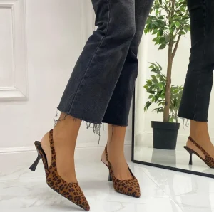 Primi Tacchi Shinta - Décolleté Donna Tacco Spillo Punta Eco Camoscio Leopardato Clearance
