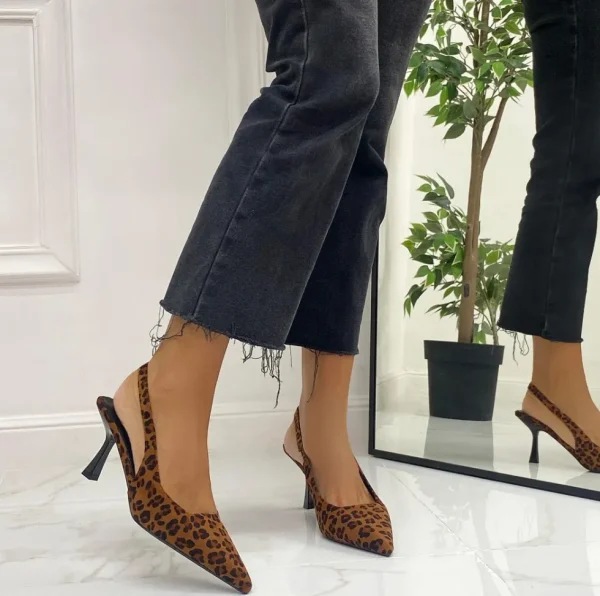 Primi Tacchi Shinta - Décolleté Donna Tacco Spillo Punta Eco Camoscio Leopardato Clearance
