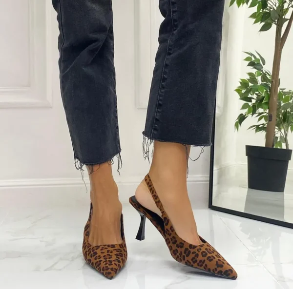 Primi Tacchi Shinta - Décolleté Donna Tacco Spillo Punta Eco Camoscio Leopardato Clearance