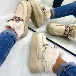 Primi Tacchi Sidney - Stivaletto Eskimo Boots Gomma Alta Beige Fashion