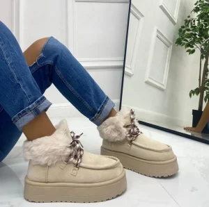 Primi Tacchi Sidney - Stivaletto Eskimo Boots Gomma Alta Beige Fashion
