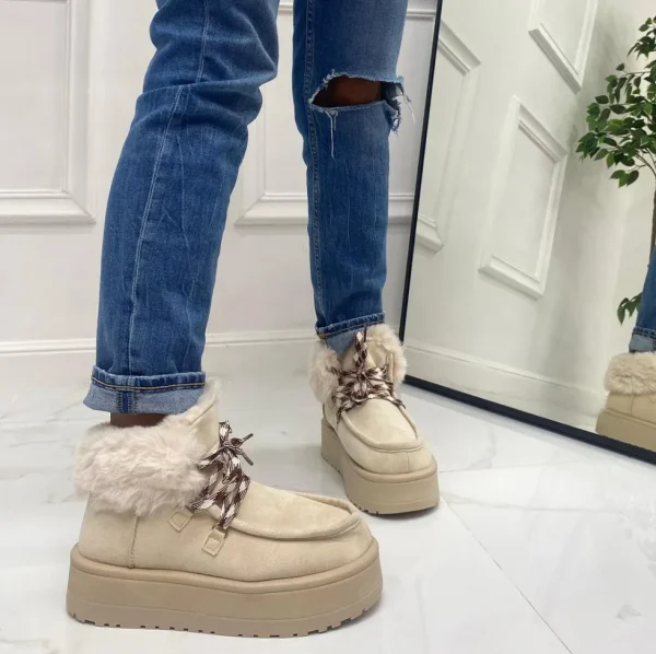 Primi Tacchi Sidney - Stivaletto Eskimo Boots Gomma Alta Beige Fashion