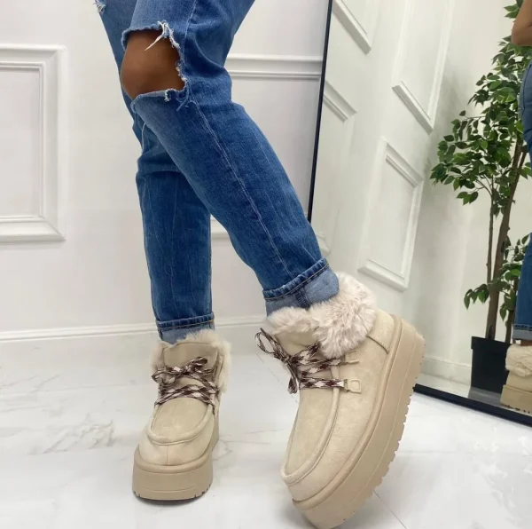 Primi Tacchi Sidney - Stivaletto Eskimo Boots Gomma Alta Beige Fashion