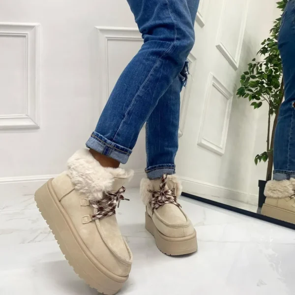 Primi Tacchi Sidney - Stivaletto Eskimo Boots Gomma Alta Beige Fashion