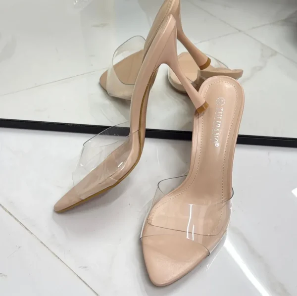 Primi Tacchi Siena - Sandali Donna Scarpa Trasparenti Tacco Clessidra Nude Outlet