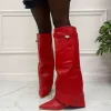 Primi Tacchi Siria - Stivale Donna Scarpa Punta Tacco Quadrato Rosso Fashion