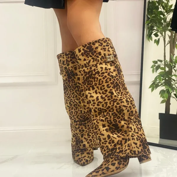 Primi Tacchi Siria - Stivale Donna Scarpa Punta Tacco Quadrato Leopardato Online