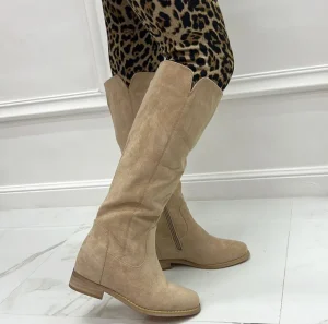 Primi Tacchi Sissy - Stivale Donna Zeppa Interna Casual Comodo Beige Discount
