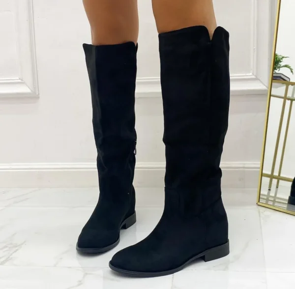 Primi Tacchi Sissy - Stivale Donna Zeppa Interna Casual Comodo Nero Hot