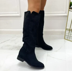 Primi Tacchi Sissy - Stivale Donna Zeppa Interna Casual Comodo Nero Hot