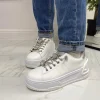 Primi Tacchi Sonya - Sneakers Donna Scarpe Ginnastica Lacci Casual Comodo Bianco Best