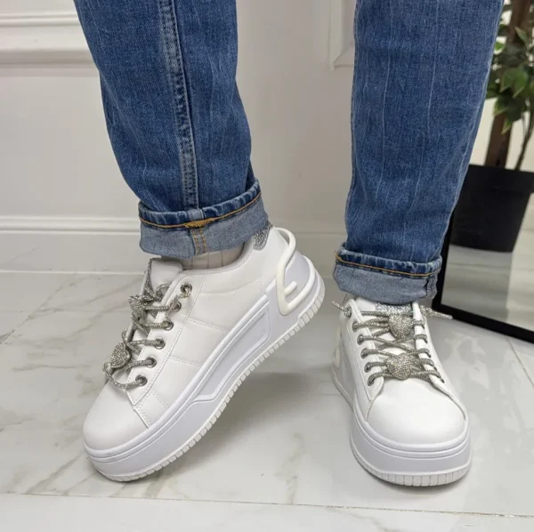 Primi Tacchi Sonya - Sneakers Donna Scarpe Ginnastica Lacci Casual Comodo Bianco Best