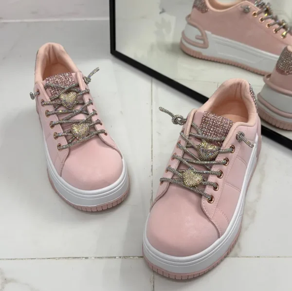 Primi Tacchi Sonya - Sneakers Donna Scarpe Ginnastica Lacci Casual Comodo Rosa Best