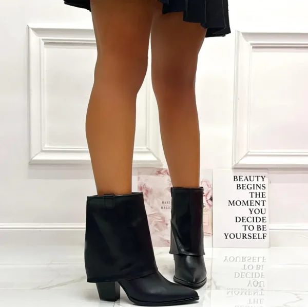 Primi Tacchi Swami - Stivaletto Texani Donna Scarpa Punta Risvolto Tacco Nero Online
