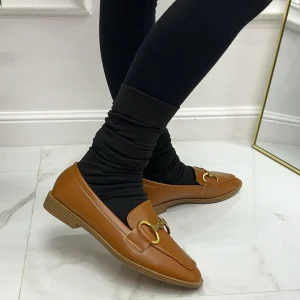 Primi Tacchi Tansy - Mocassino Donna Scarpa Gioiello Casual Elegante Cuoio Clearance