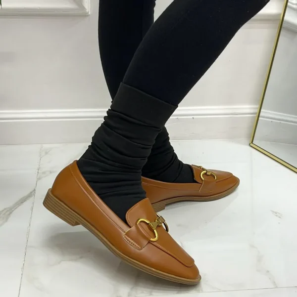 Primi Tacchi Tansy - Mocassino Donna Scarpa Gioiello Casual Elegante Cuoio Clearance