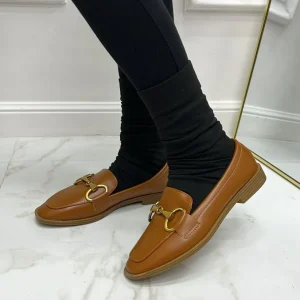 Primi Tacchi Tansy - Mocassino Donna Scarpa Gioiello Casual Elegante Cuoio Clearance
