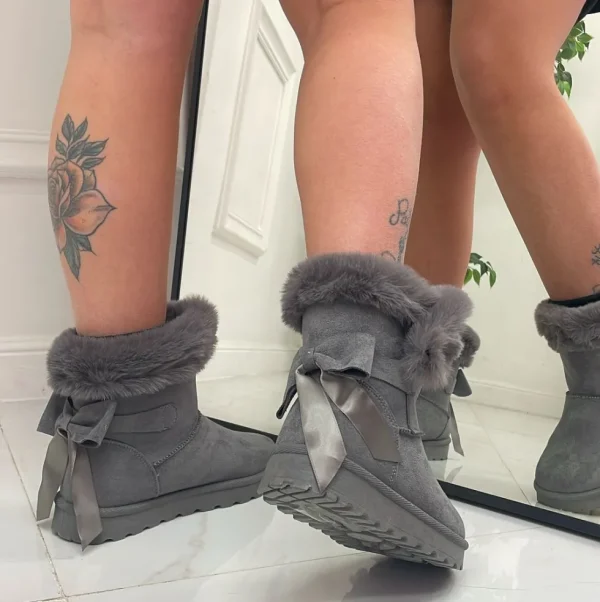 Primi Tacchi Taylor - Stivaletto Eskimo Boots Fiocco Comodo Grigio Best