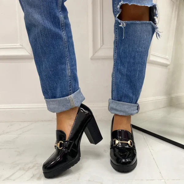Primi Tacchi Tessa - Mocassino Tacco Donna Casual Elegante Nero Best