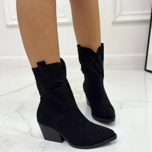 Primi Tacchi Texas - Stivale Donna Texano Basso Tacco Punta Nero New