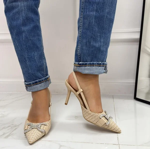 Primi Tacchi Thalia - Décolleté Donna Tacco A Spillo Punta Elegante Beige Best