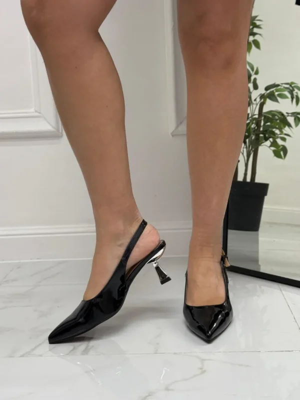 Primi Tacchi Tina - Décolleté Donna Tacco A Spillo Punta Vernice Elegante Nero Fashion