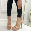 Primi Tacchi Vale - Sandalo Donna Scarpe Tacco Alto Spillo Plateau Beige Best