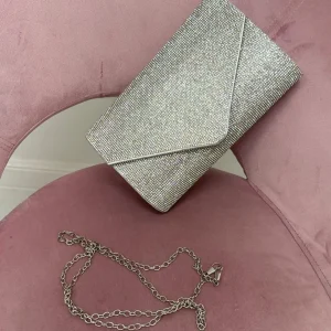 Primi Tacchi Valencia - Pochette Borsa Donna Strass Elegante Argento Discount